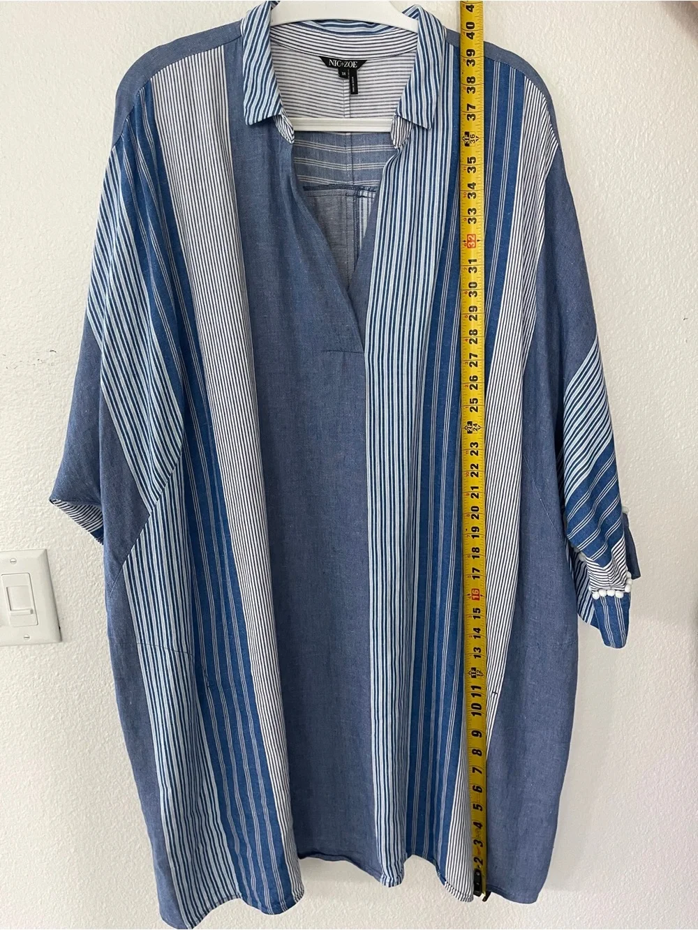 Striped Blue Plus-Size Swim Cover-Up Tunic